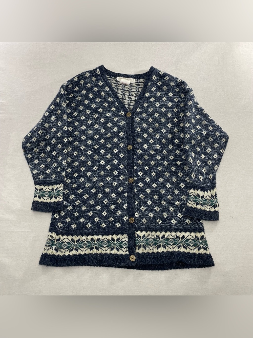 Vintage Easywear Clothing Cottagecore Fair Isle Sweater Wool Blend Knit Cardigan